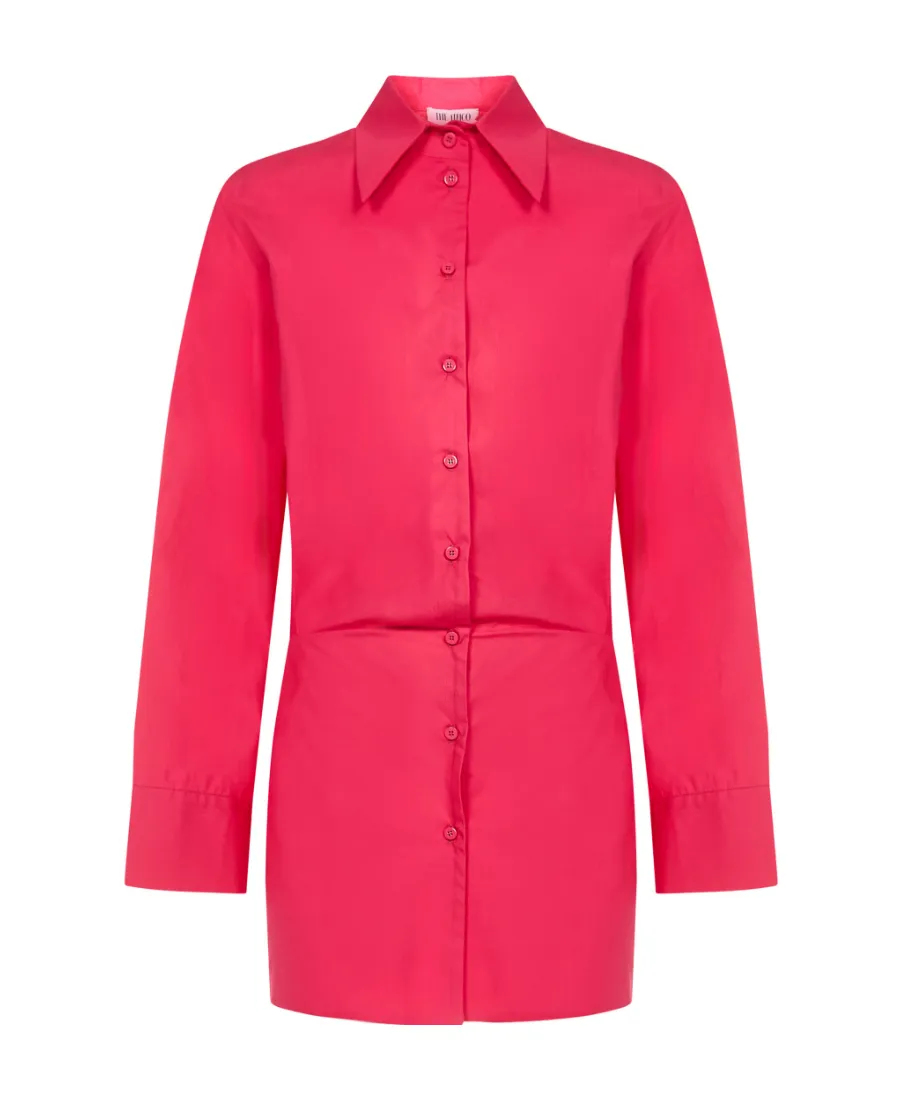 Wide-Sleeve Cotton Shirt Dress