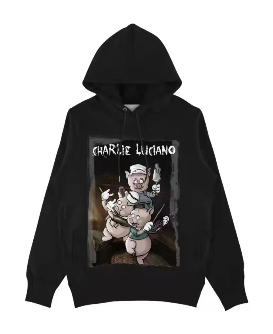 Black Three Pigs Hooded Sweater