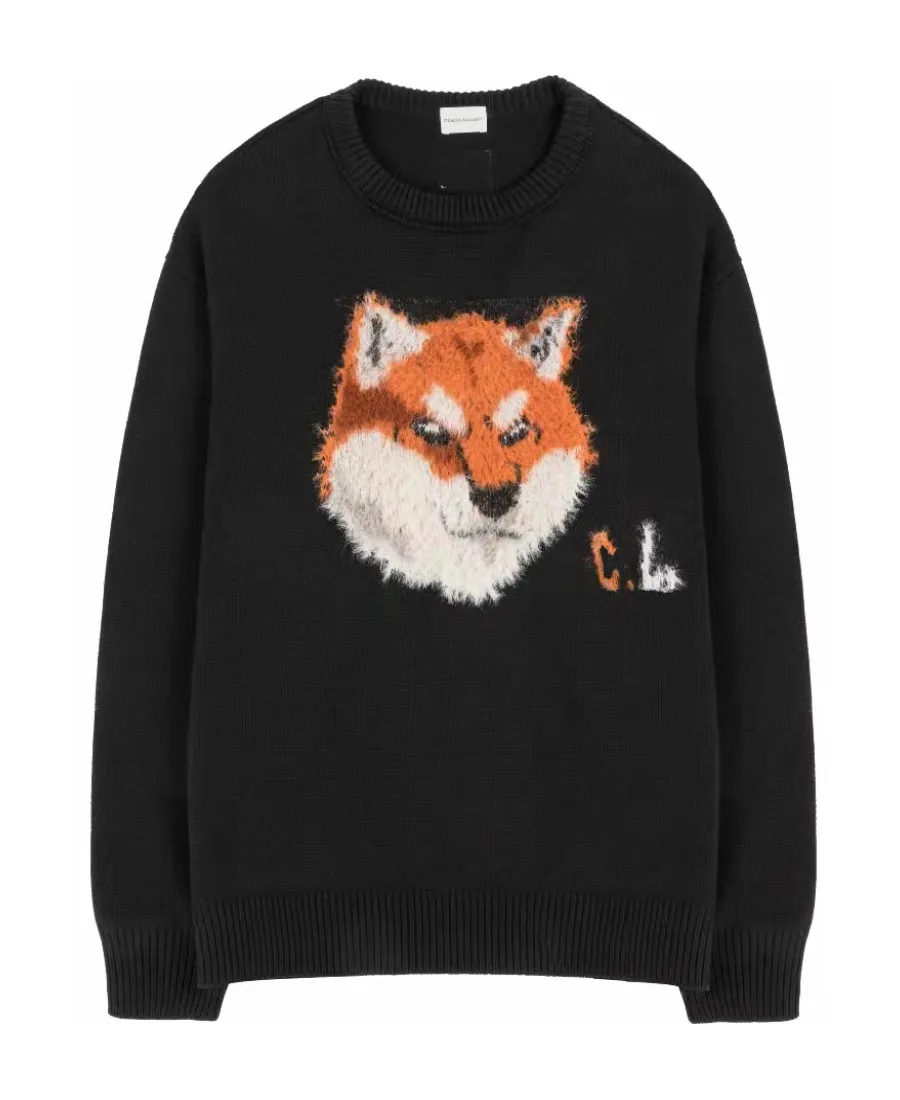 Black Fox Pattern Pullover