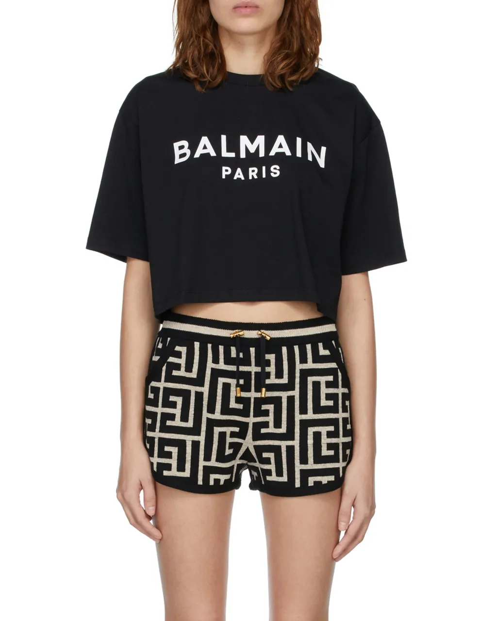 Balmain Logo Printed Cropped T-Shirt