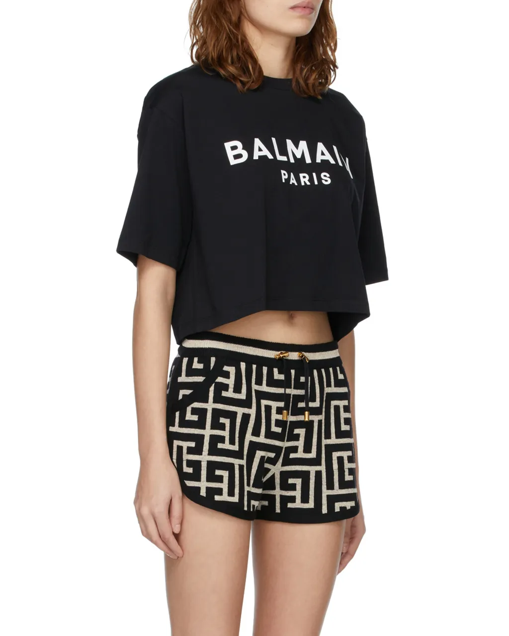 Balmain Logo Printed Cropped T-Shirt