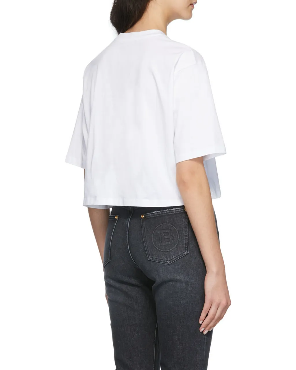 Balmain Logo Printed Cropped T-Shirt