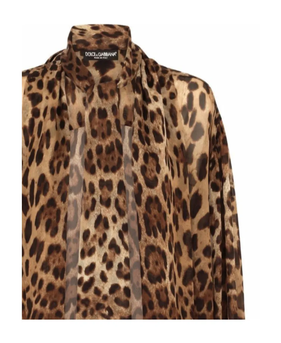 Dolce & Gabbana Leopard Printed Elasticated Cuffs Blouse