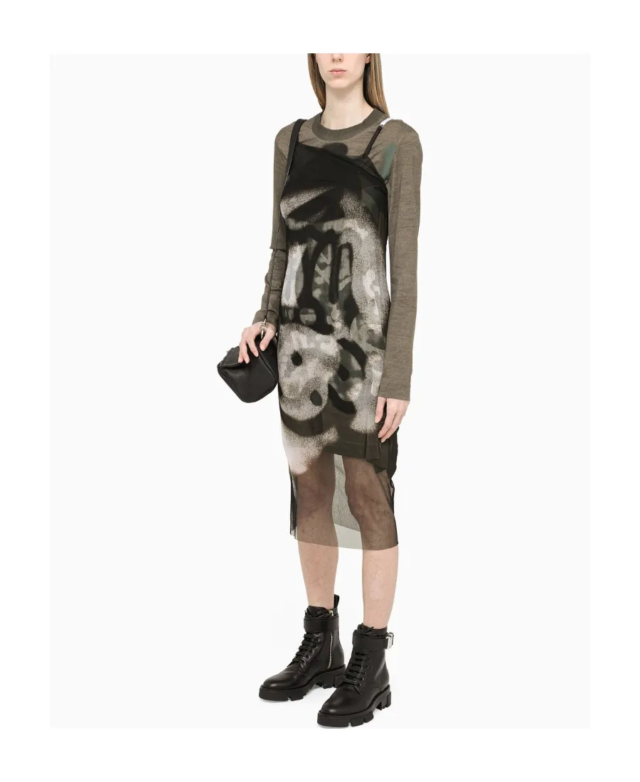 Graphic-Print Long-Sleeve Dress