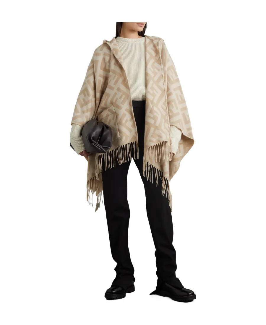 Beige Cashmere Poncho