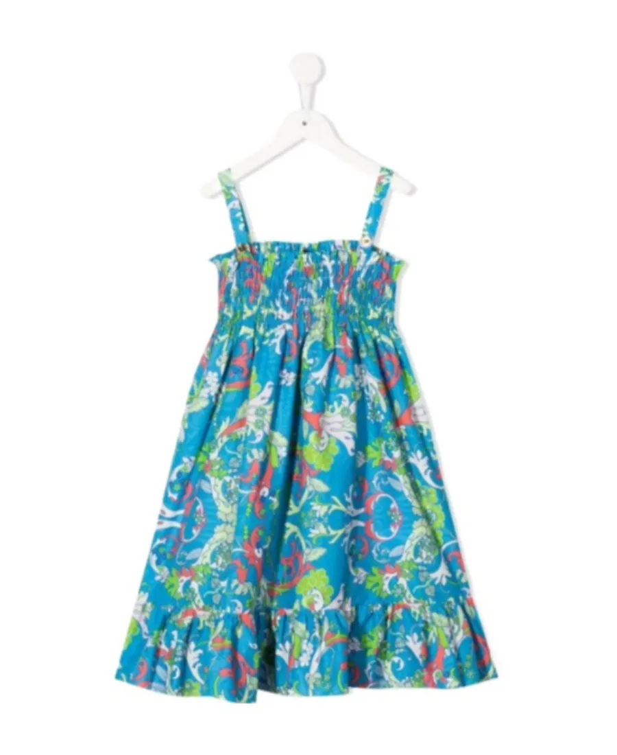 Versace Kids Paisley Printed Sleeveless Flared Dress