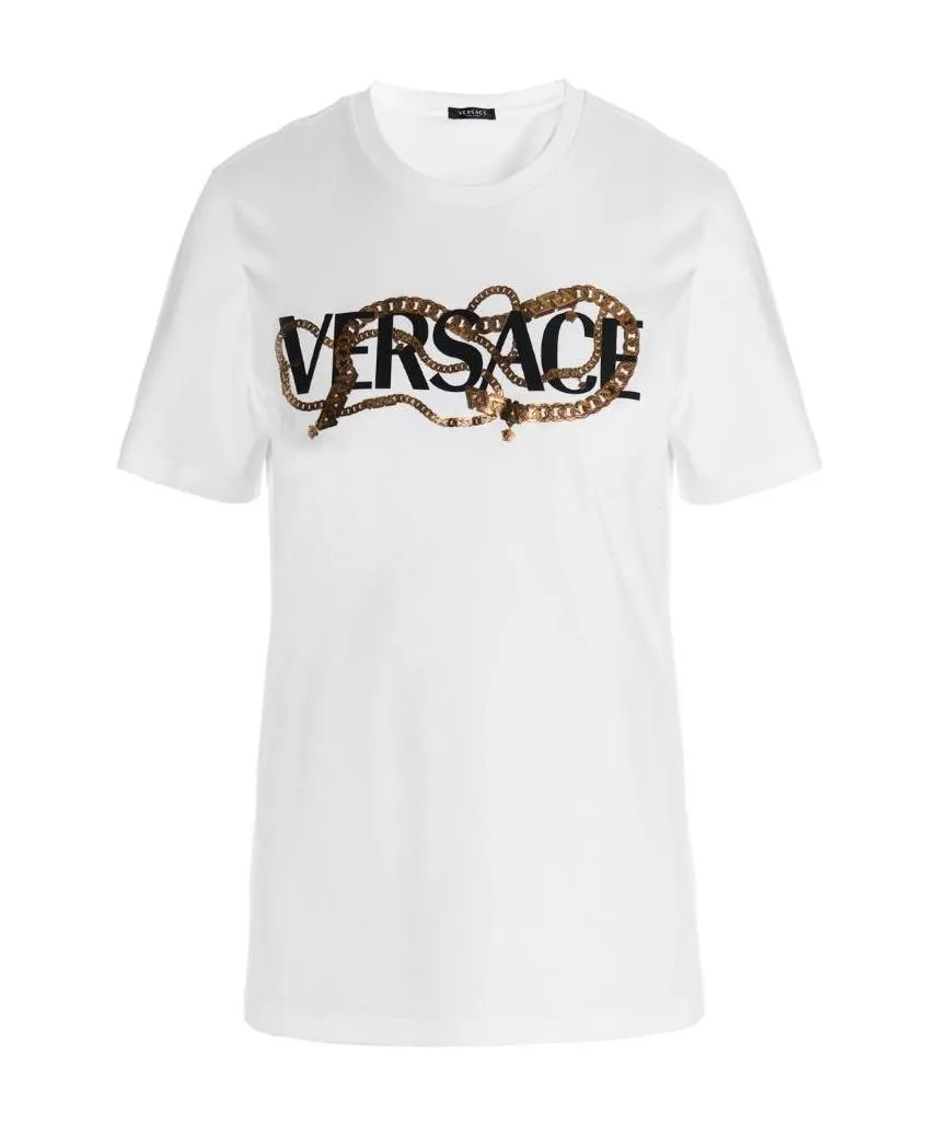 Versace Logo Print Crewneck T-Shirt