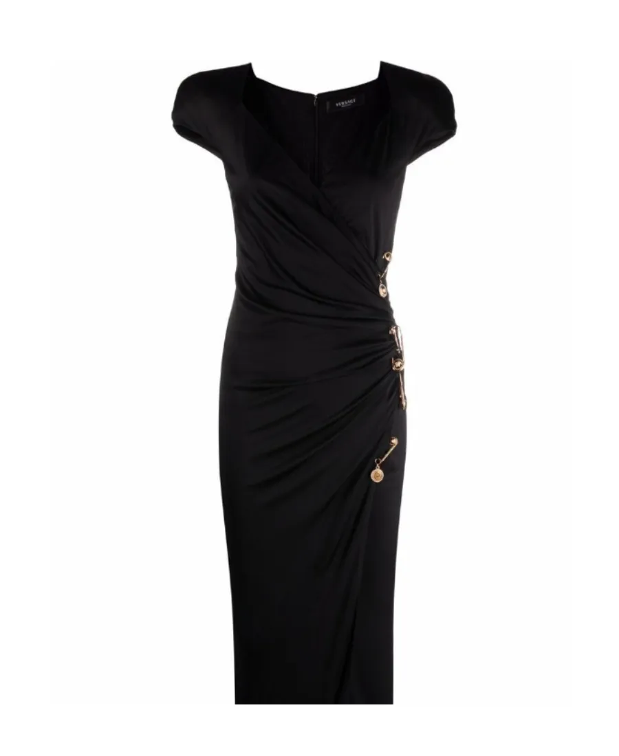 Safety Pin Draped Fitted Dress