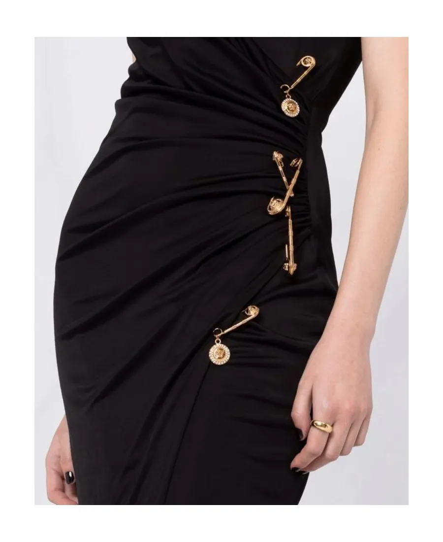 Safety Pin Draped Fitted Dress