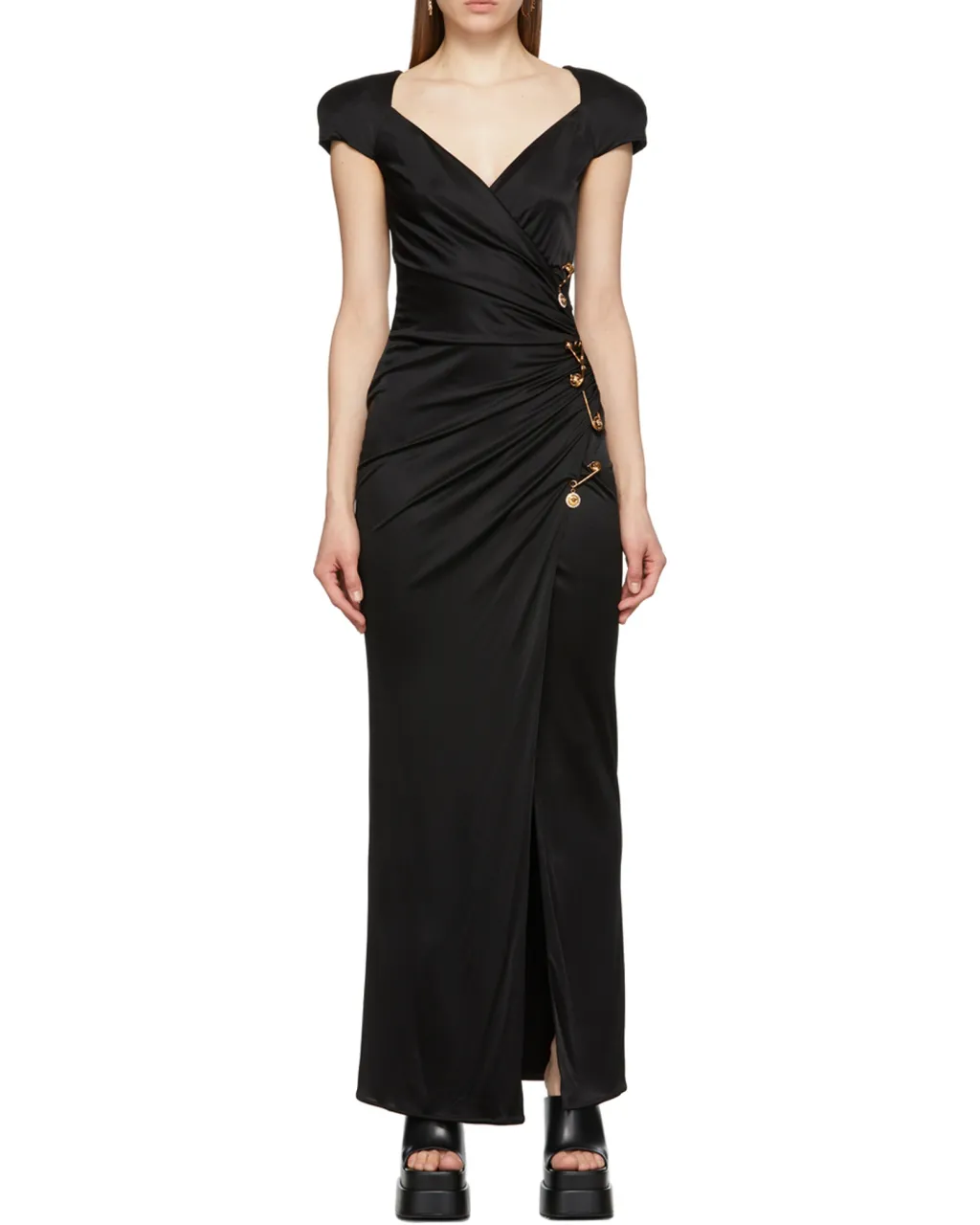 Safety Pin Draped Fitted Dress