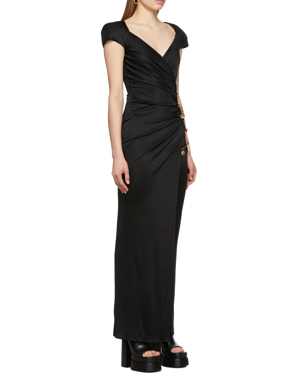 Safety Pin Draped Fitted Dress