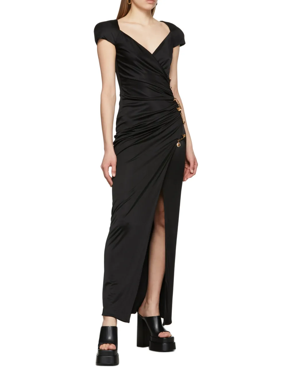 Safety Pin Draped Fitted Dress