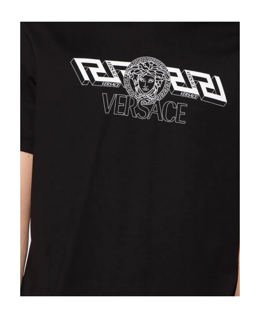 Versace Logo Printed Crewneck T-Shirt