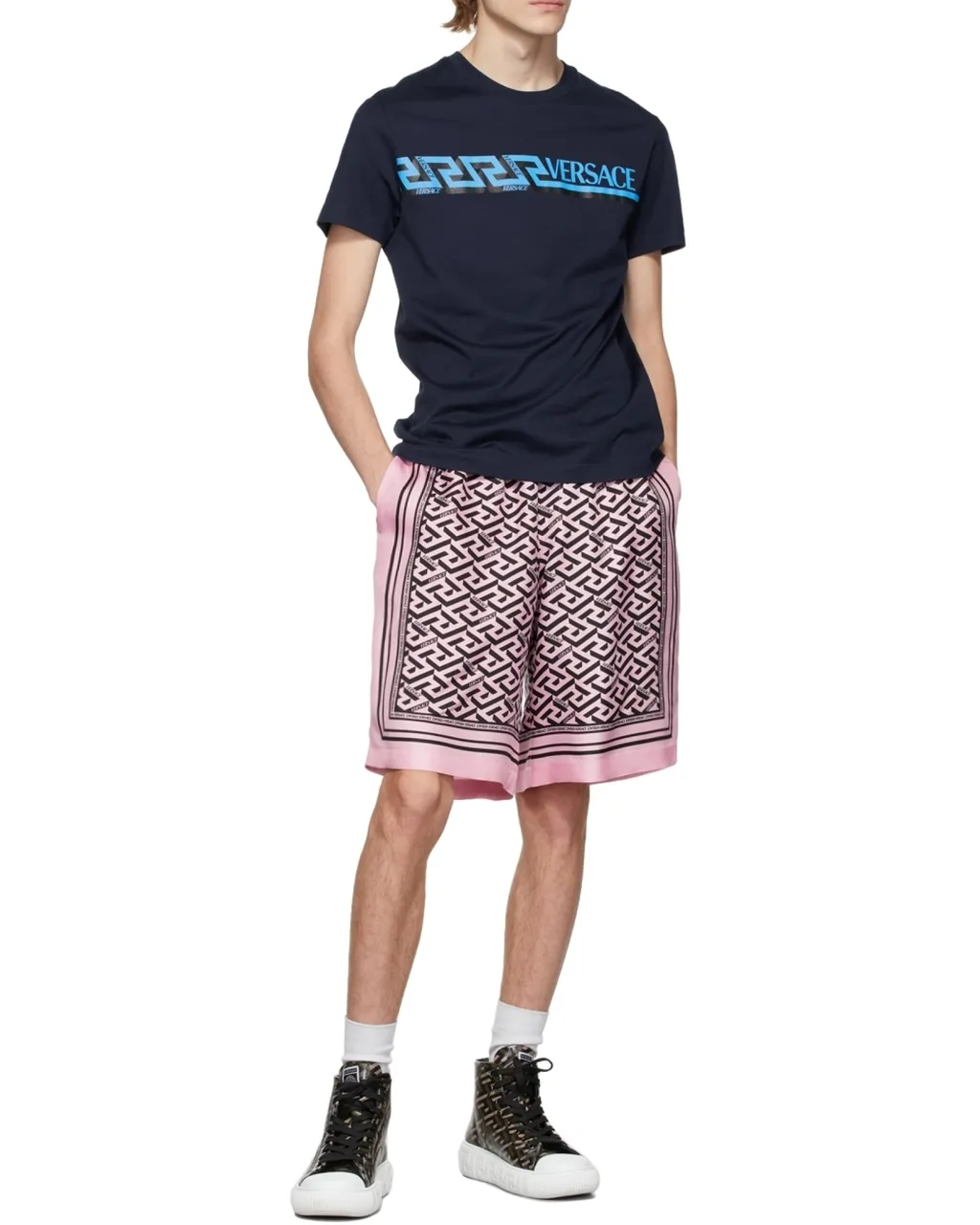Versace Logo Printed Crewneck T-Shirt