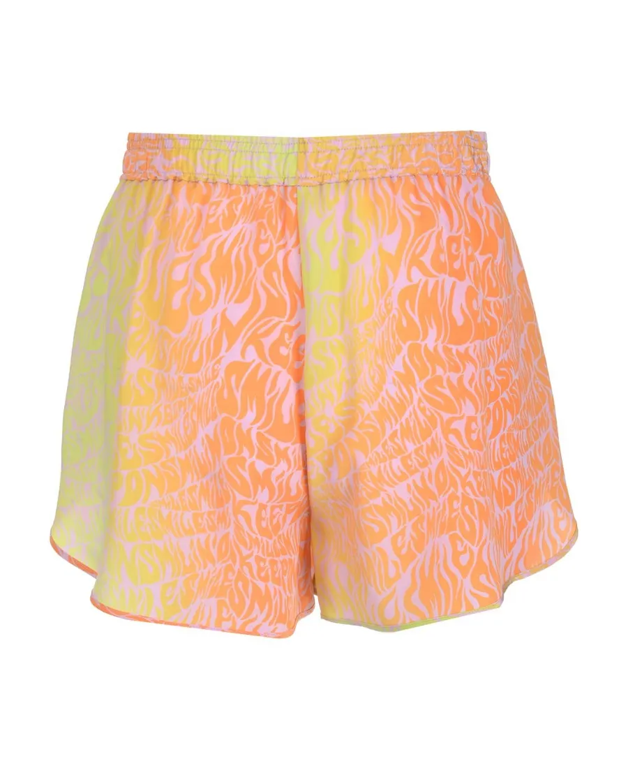 Stella Mccartney Curved Hem Slogan Printed Shorts
