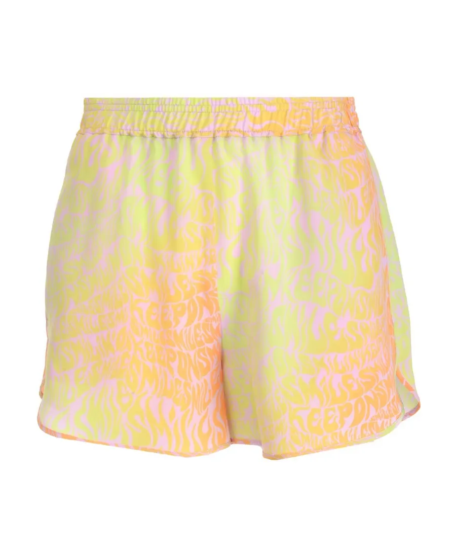 Stella Mccartney Curved Hem Slogan Printed Shorts