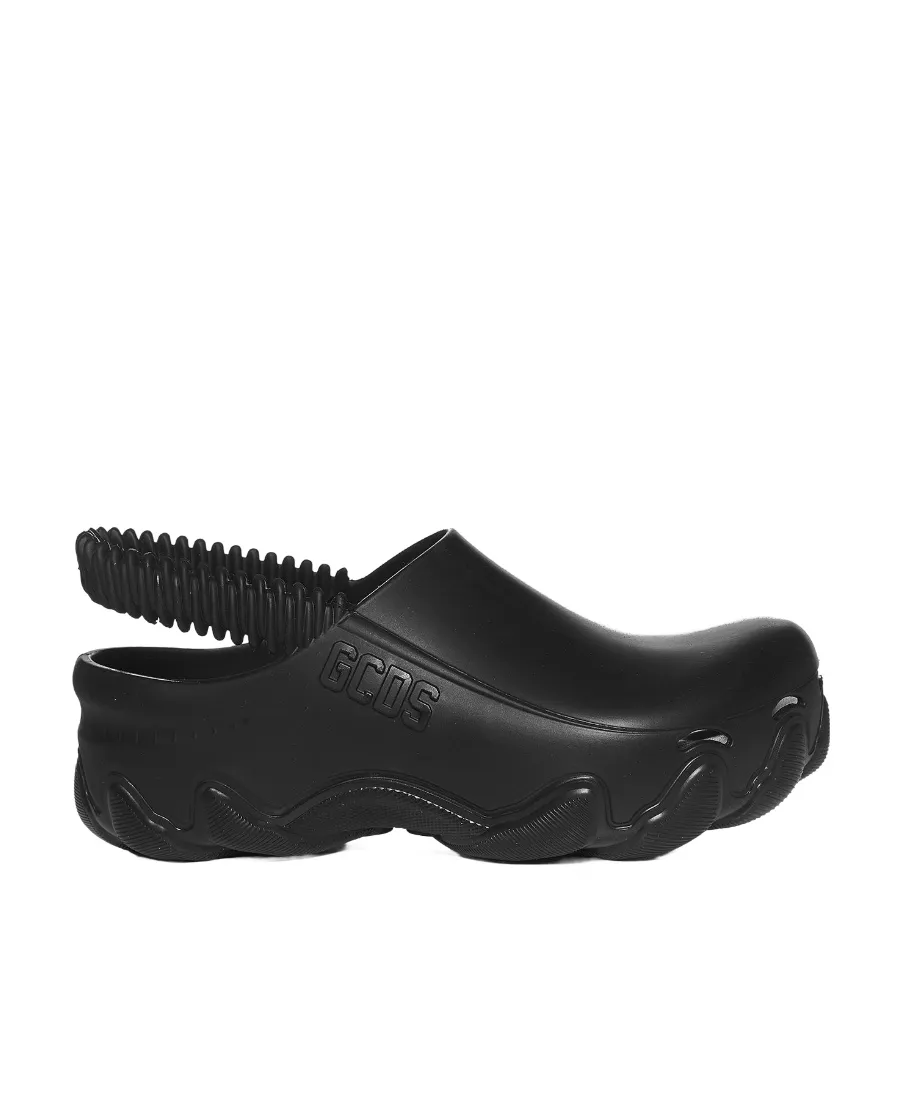 Embossed-Logo Slingback Clogs