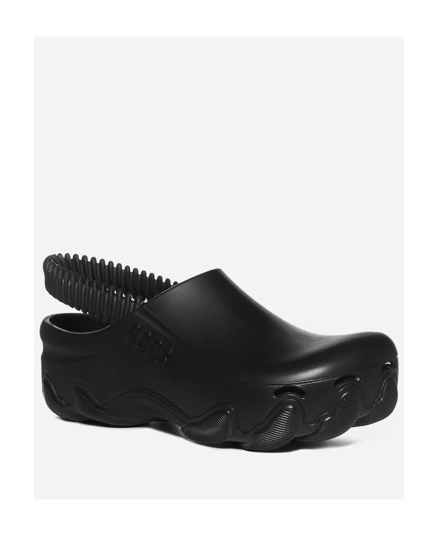 Embossed-Logo Slingback Clogs