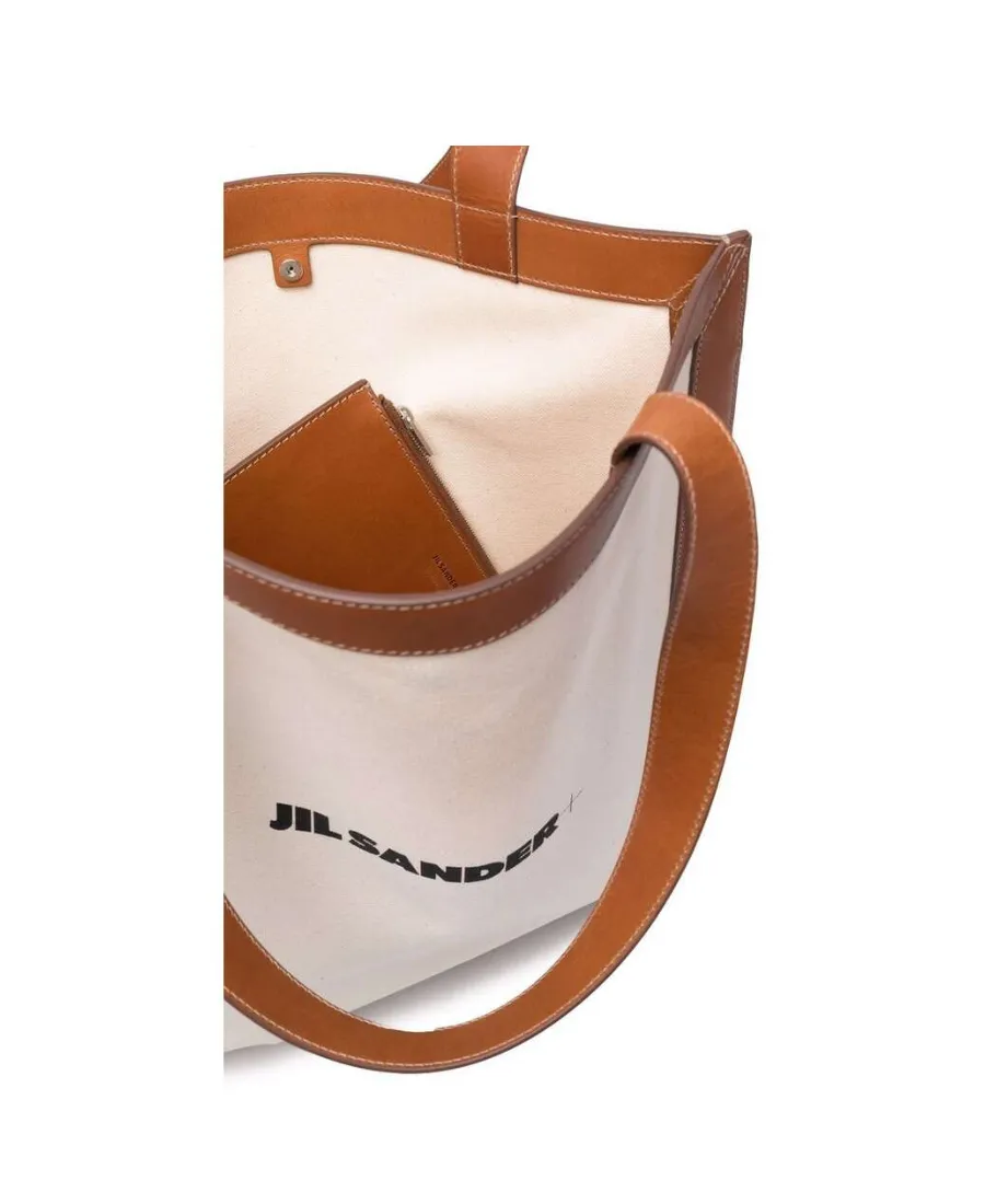 Jil Sander Logo Printed Open Top Tote Bag