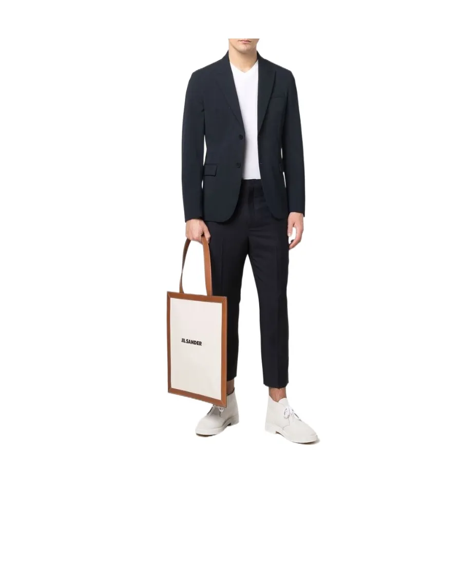 Jil Sander Logo Printed Open Top Tote Bag
