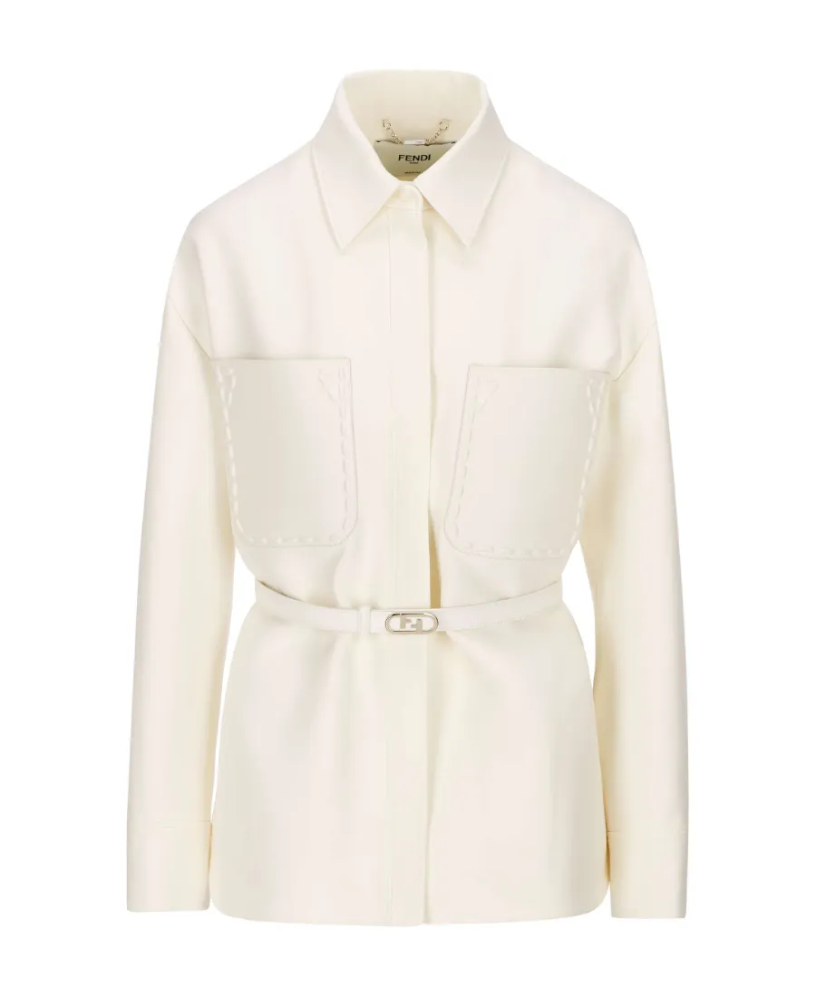 Fendi Belted Button-Down Jacket