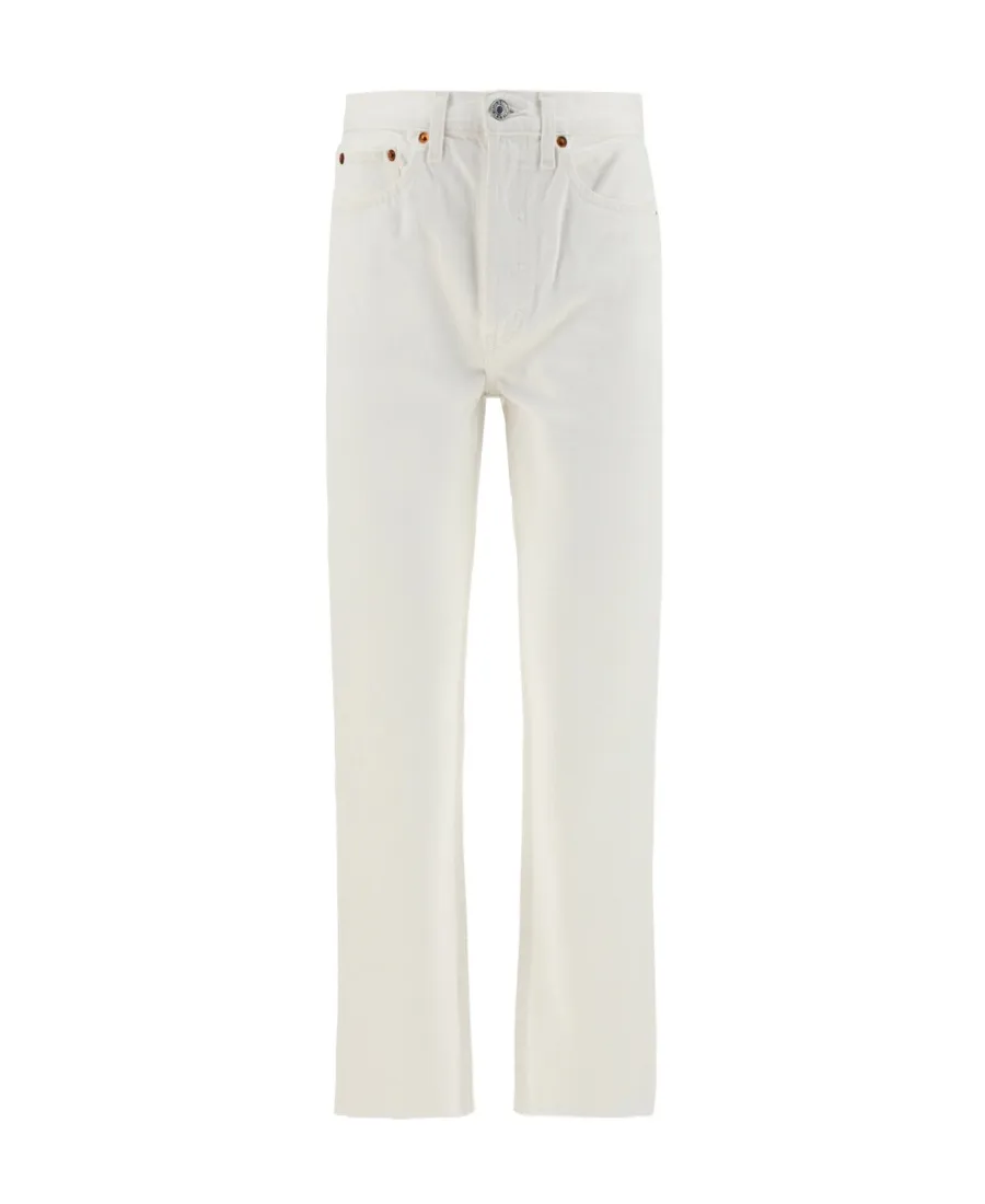 Re/Done High Rise Stove Pipe Cropped Jeans