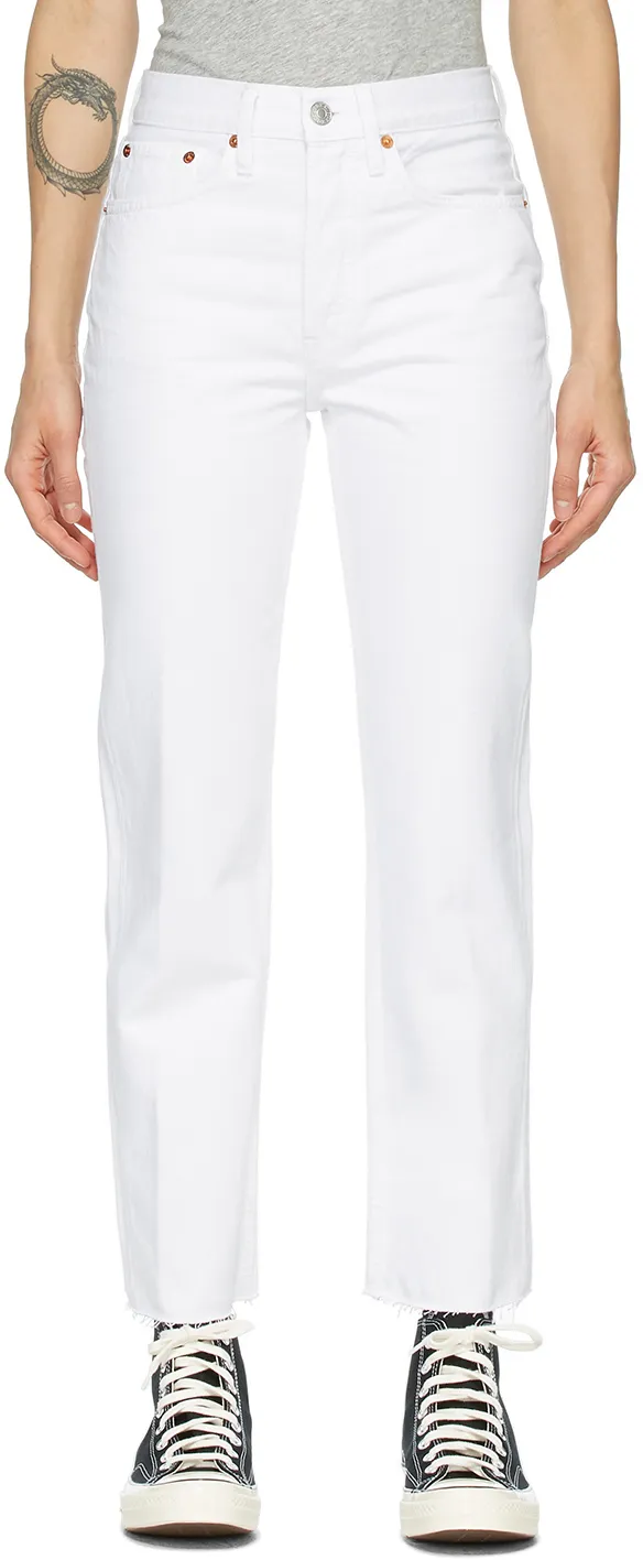 Re/Done High Rise Stove Pipe Cropped Jeans