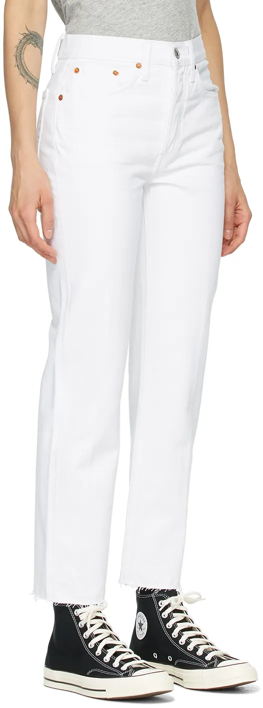 Re/Done High Rise Stove Pipe Cropped Jeans
