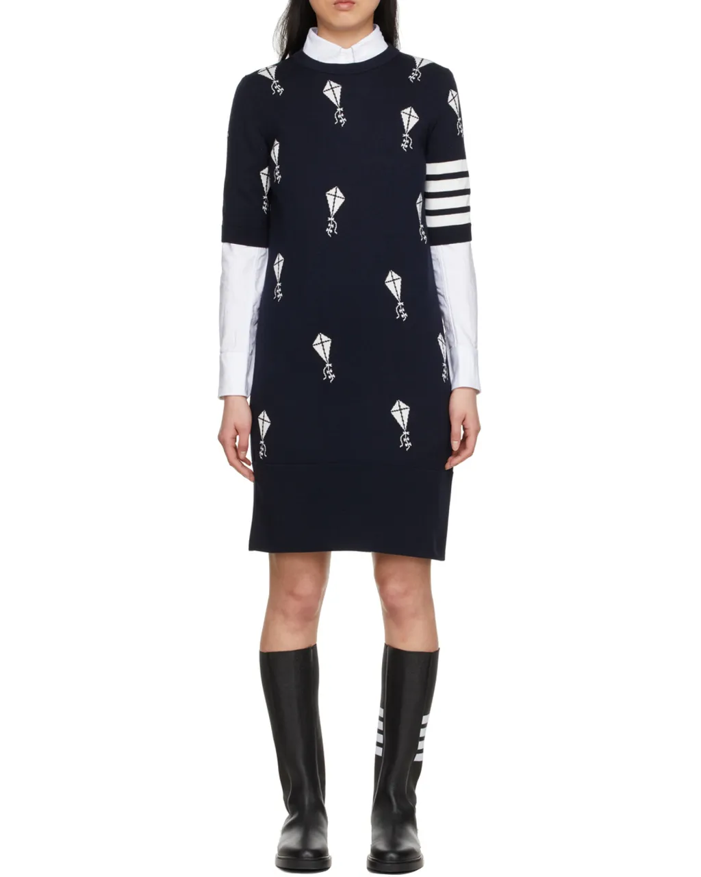4-Bar Striped Knitted Dress