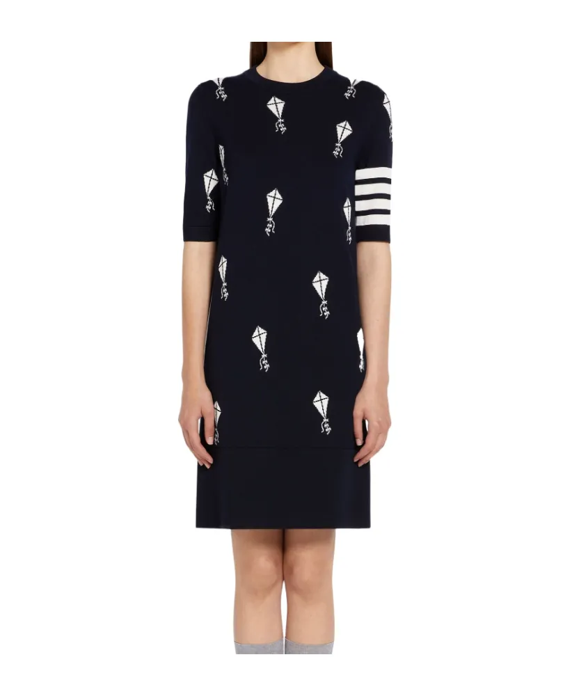 4-Bar Striped Knitted Dress