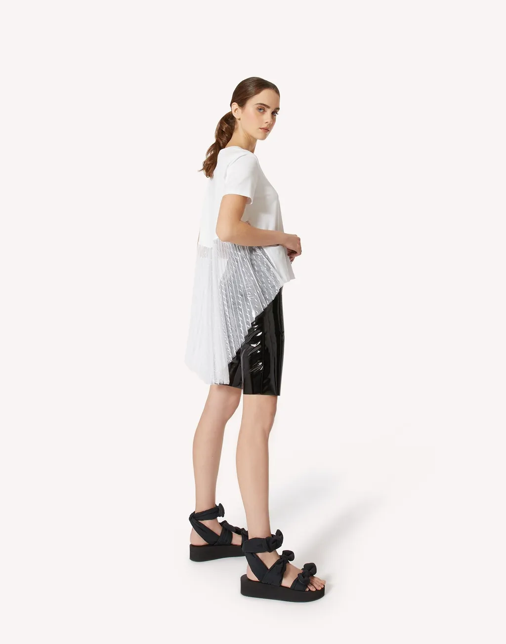 Logo Tulle Short-Sleeved T-Shirt