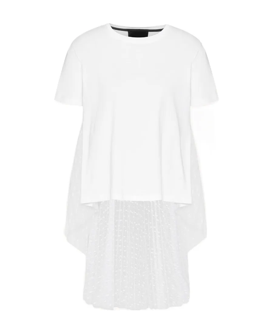 Logo Tulle Short-Sleeved T-Shirt