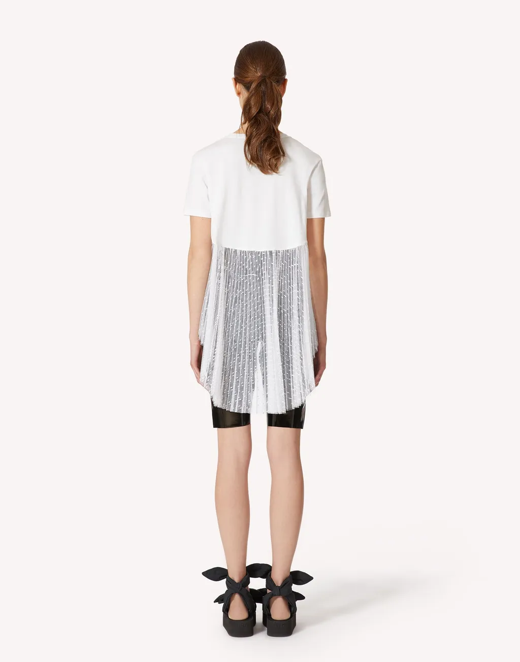 Logo Tulle Short-Sleeved T-Shirt