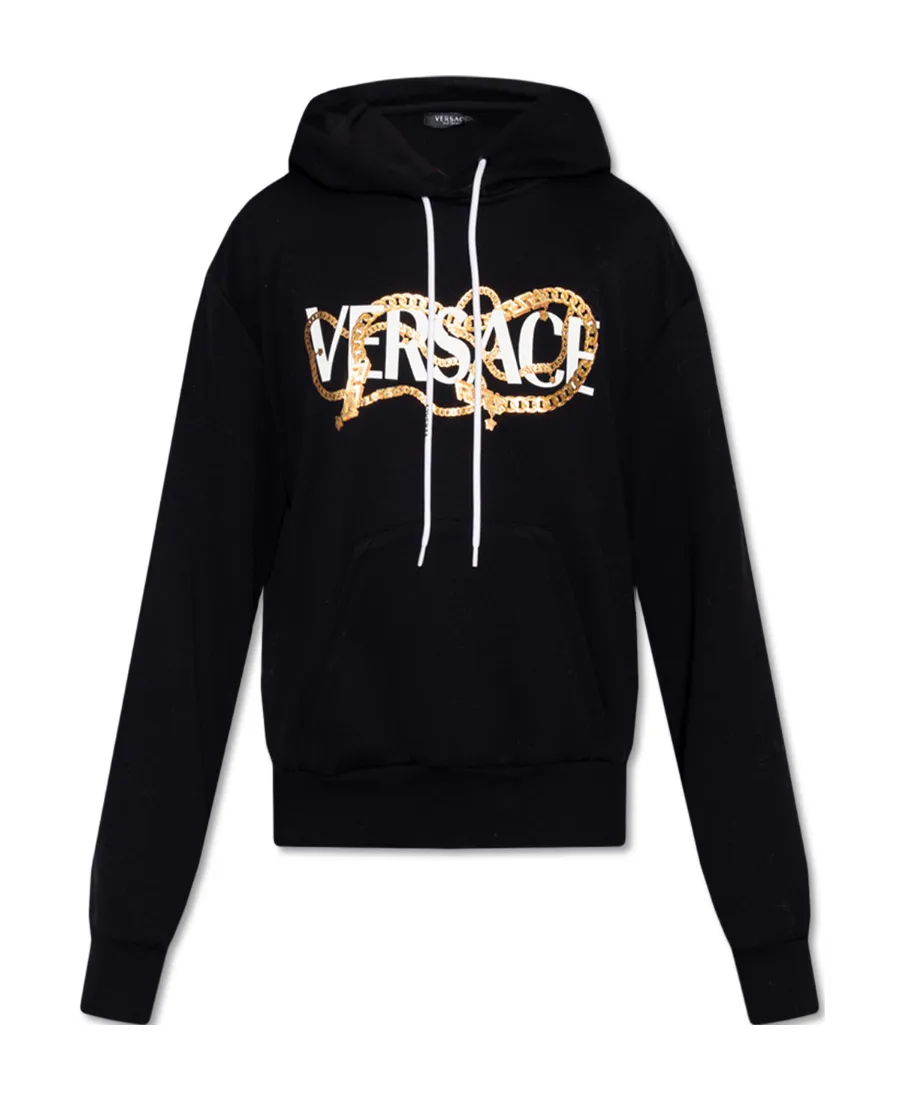 Versace Logo Print Drawstring Hoodie