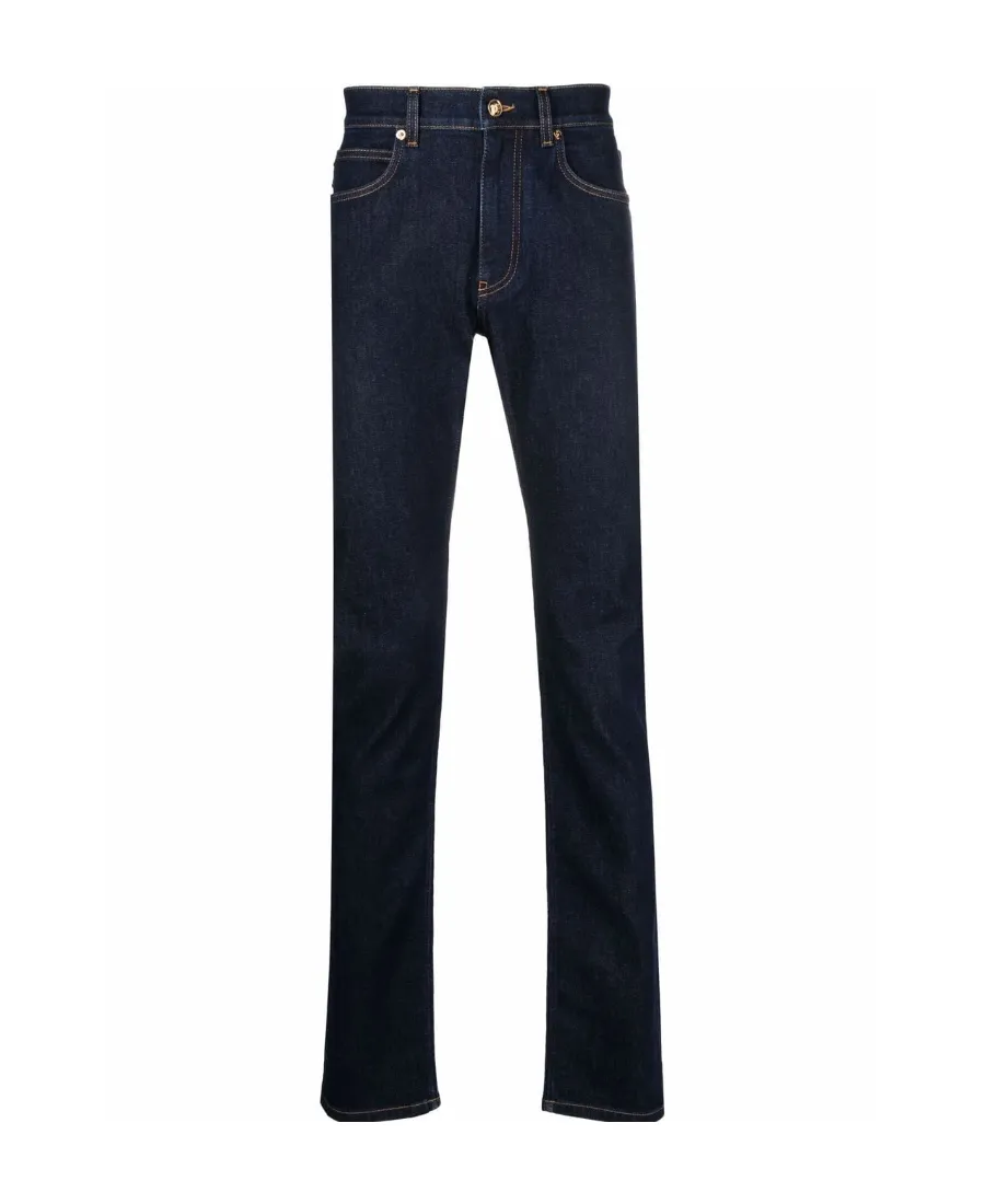 Versace Logo Patch Mid Rise Jeans