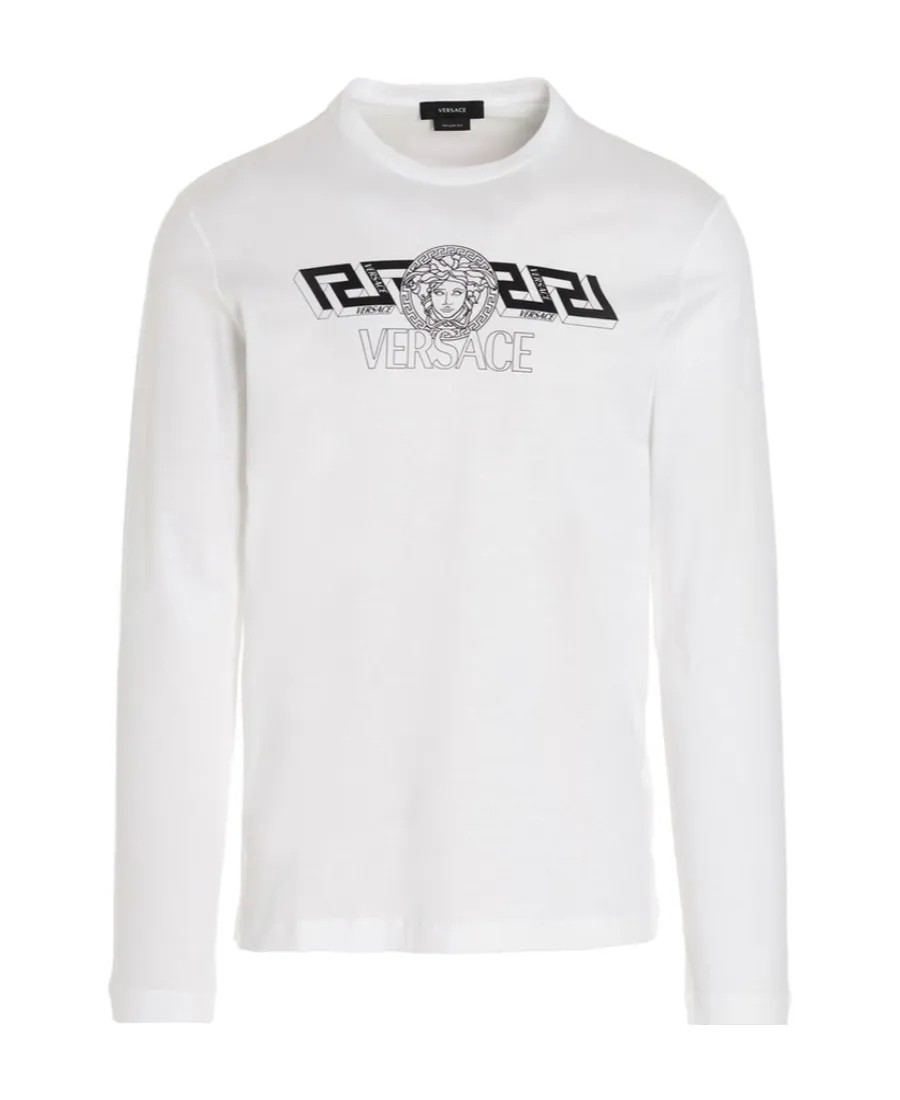 Versace Logo Print Long-Sleeved T-Shirt