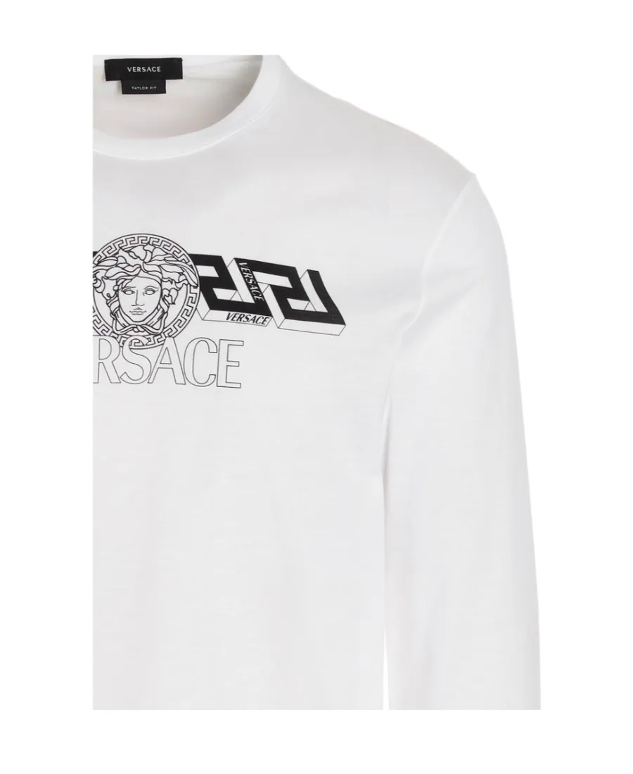 Versace Logo Print Long-Sleeved T-Shirt