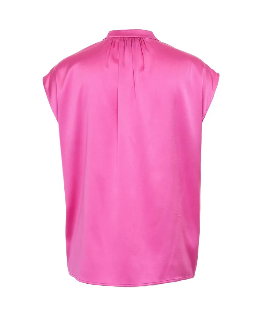 Pinko Satin Button-Up Sleeveless Blouse
