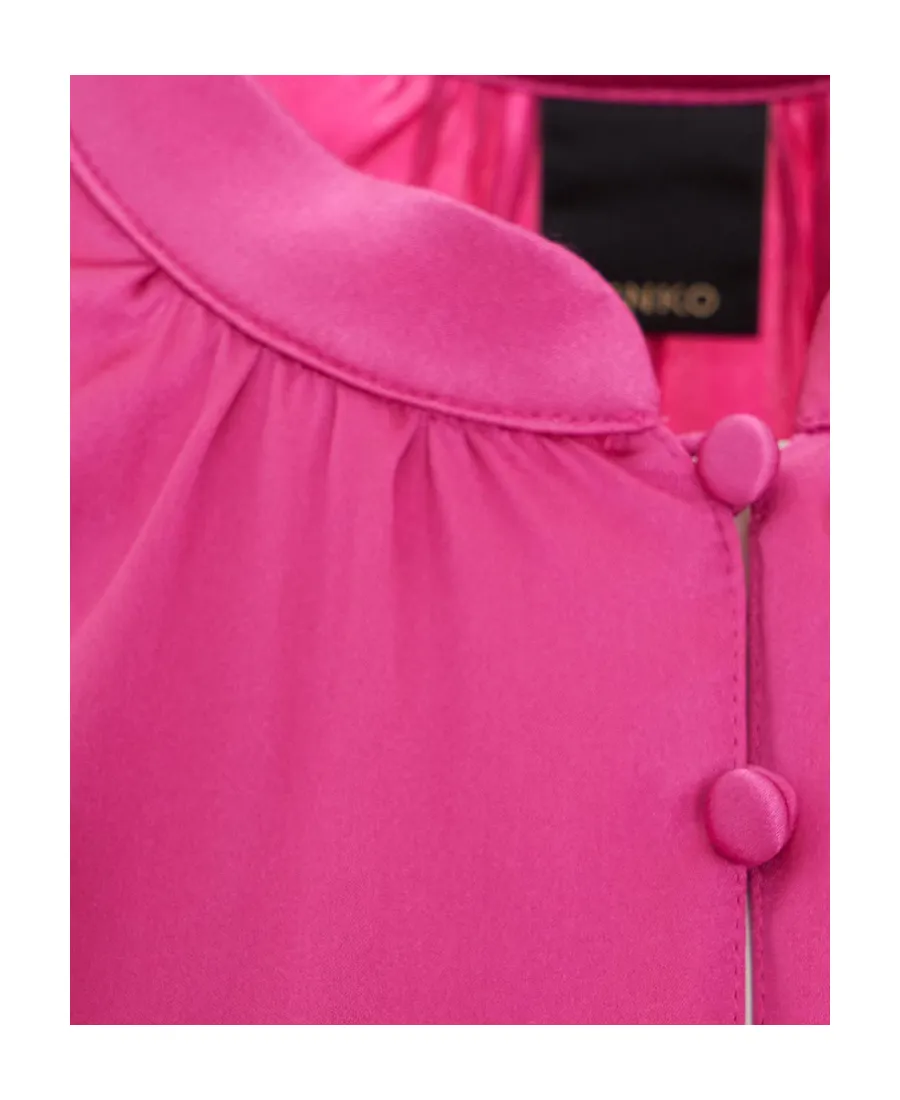 Pinko Satin Button-Up Sleeveless Blouse