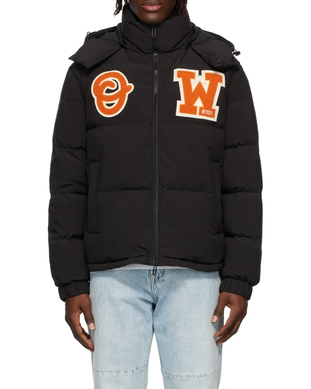 Off-White Zip-Up Long-Sleeved Puffer Coat