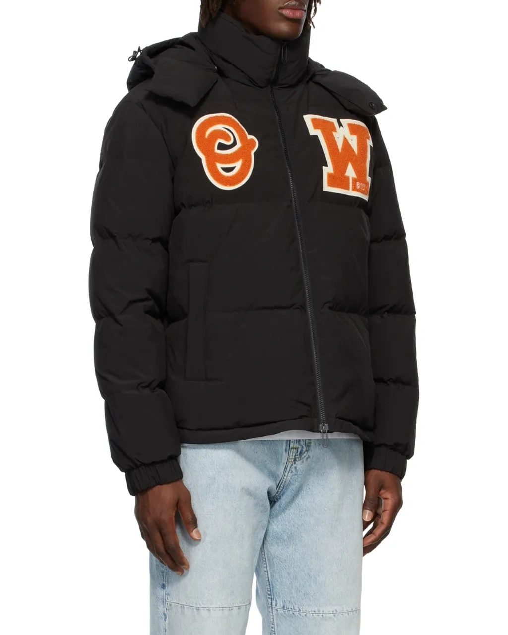 Off-White Zip-Up Long-Sleeved Puffer Coat