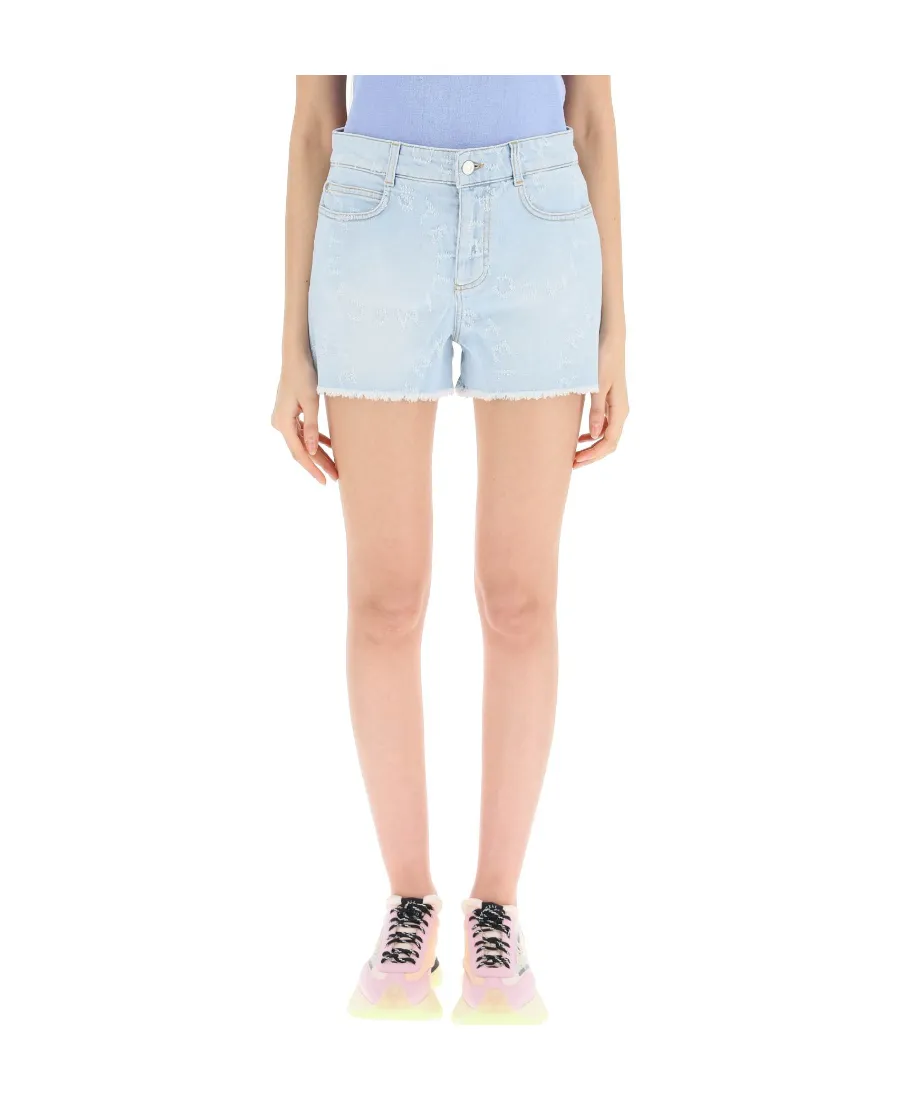 Stella Mccartney Laser Logo Denim Shorts