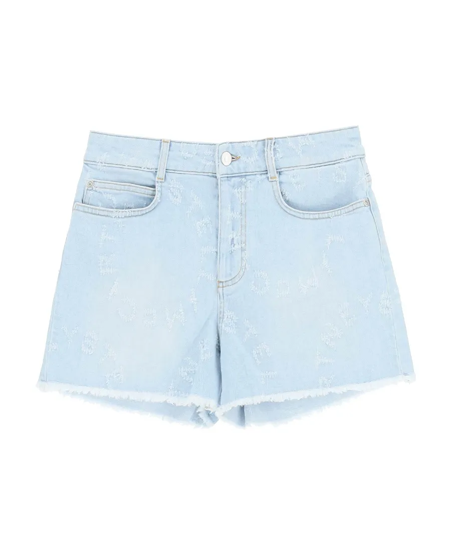 Stella Mccartney Laser Logo Denim Shorts