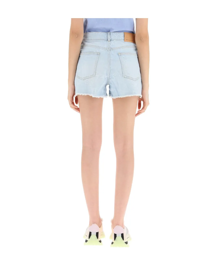 Stella Mccartney Laser Logo Denim Shorts
