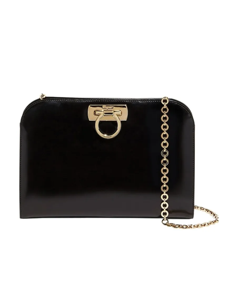 Salvatore Ferragamo Logo Plaque Chain Linked Clutch