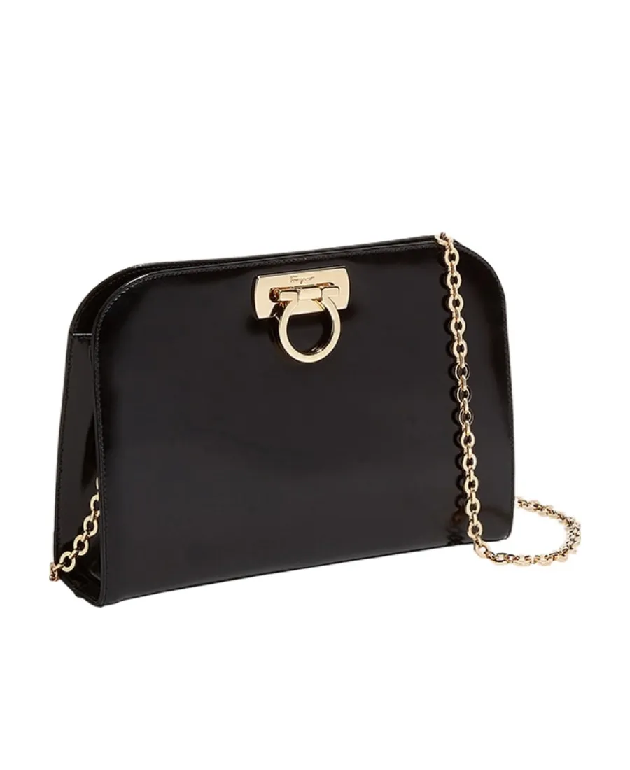Salvatore Ferragamo Logo Plaque Chain Linked Clutch