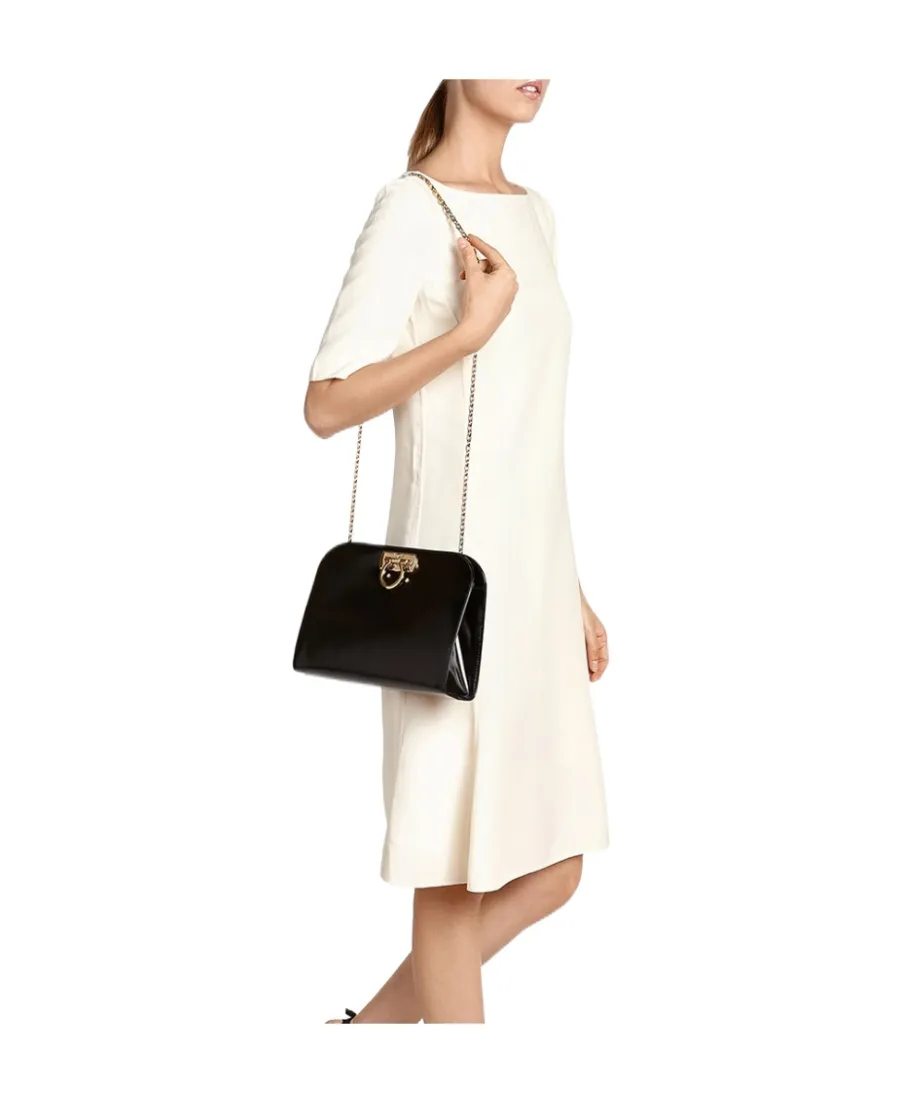 Salvatore Ferragamo Logo Plaque Chain Linked Clutch