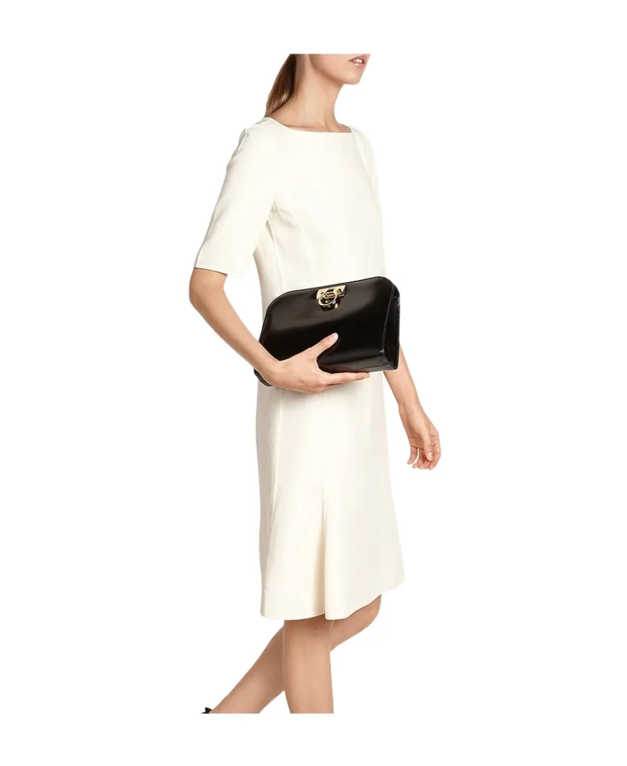 Salvatore Ferragamo Logo Plaque Chain Linked Clutch