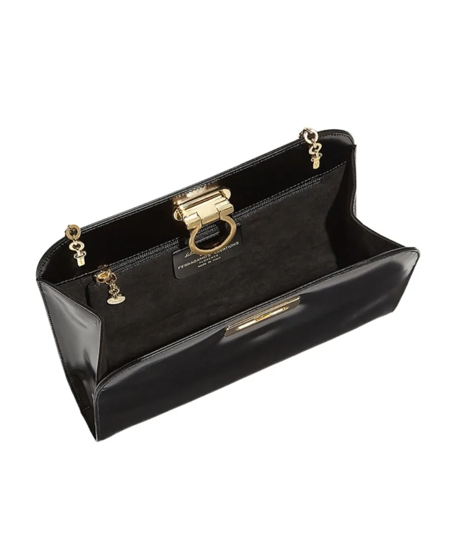 Salvatore Ferragamo Logo Plaque Chain Linked Clutch