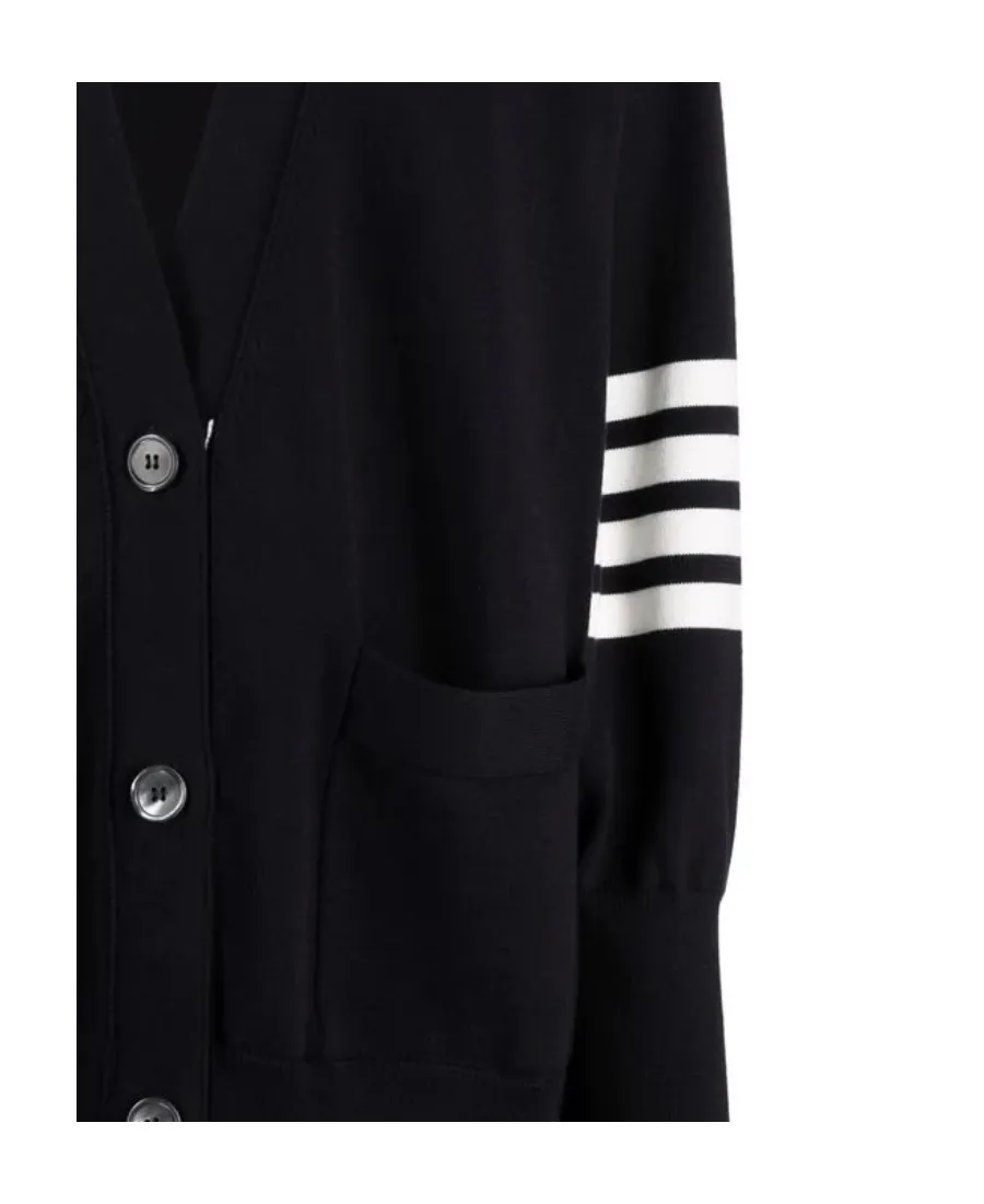 Thom Browne 4-Bar Long Sleeved Knit Cardigan